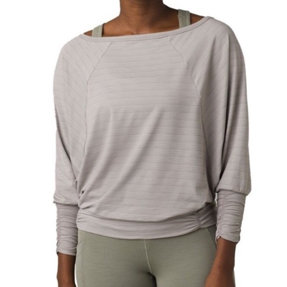 Prana Women's Gray Ridgeview Relaxed Long Sleeve Cropped‎ Oversized Top Size XS